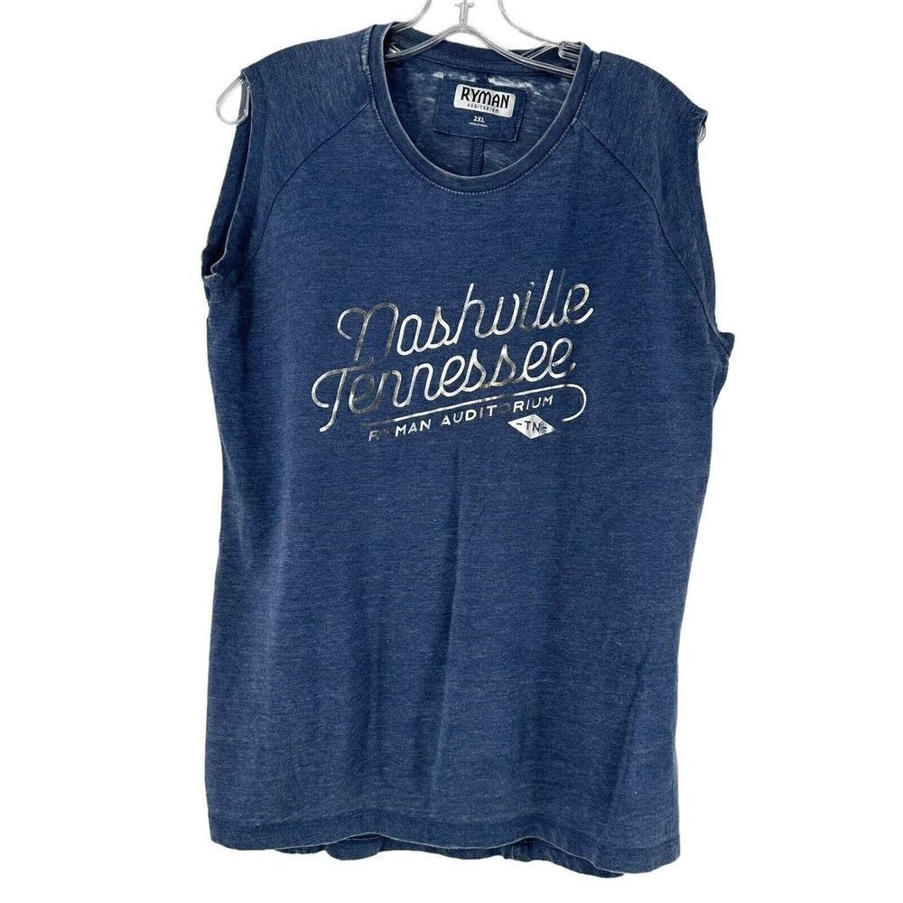 Ryman Auditorium Top Nashville TN Souvenir Blue Burnout Womens 2XL Sleeveless